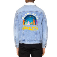 O Come Let Us Adore Him Christmas Nativity Jesus Christian Unisex Sherpa-lined Denim Jacket | Artistshot