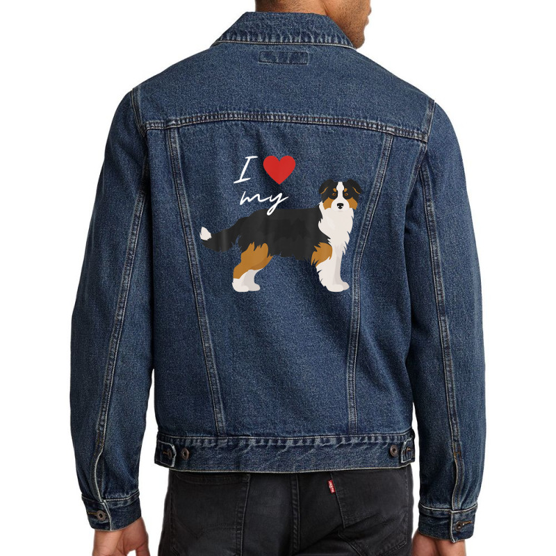 I Love My Black & Tan Australian Shepherd Dog Lover Men Denim Jacket by winatadeepood | Artistshot