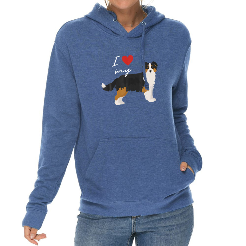 I Love My Black & Tan Australian Shepherd Dog Lover Lightweight Hoodie by winatadeepood | Artistshot