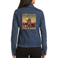 Fathers Day Dad Bod I Keep All My Dad Jokes In A Dad-a-base Ladies Denim Jacket | Artistshot