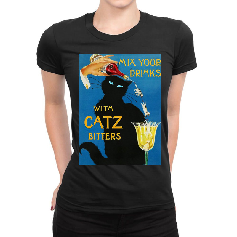 Mix Your Drinks With Catz Cats Bitters Poster Cool Ladies Fitted T-Shirt by faqottpapacb | Artistshot