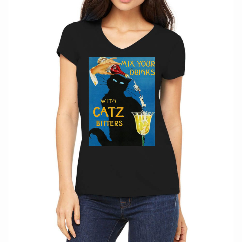 Mix Your Drinks With Catz Cats Bitters Poster Cool Women's V-Neck T-Shirt by faqottpapacb | Artistshot