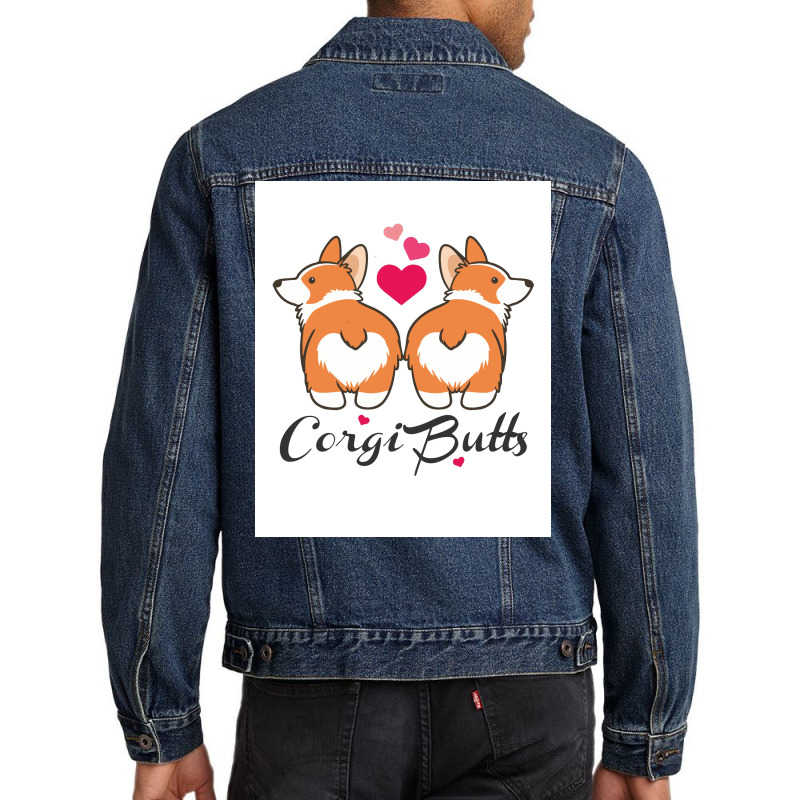 Corgi Butts Funny Dog Poster Funny Men Denim Jacket | Artistshot