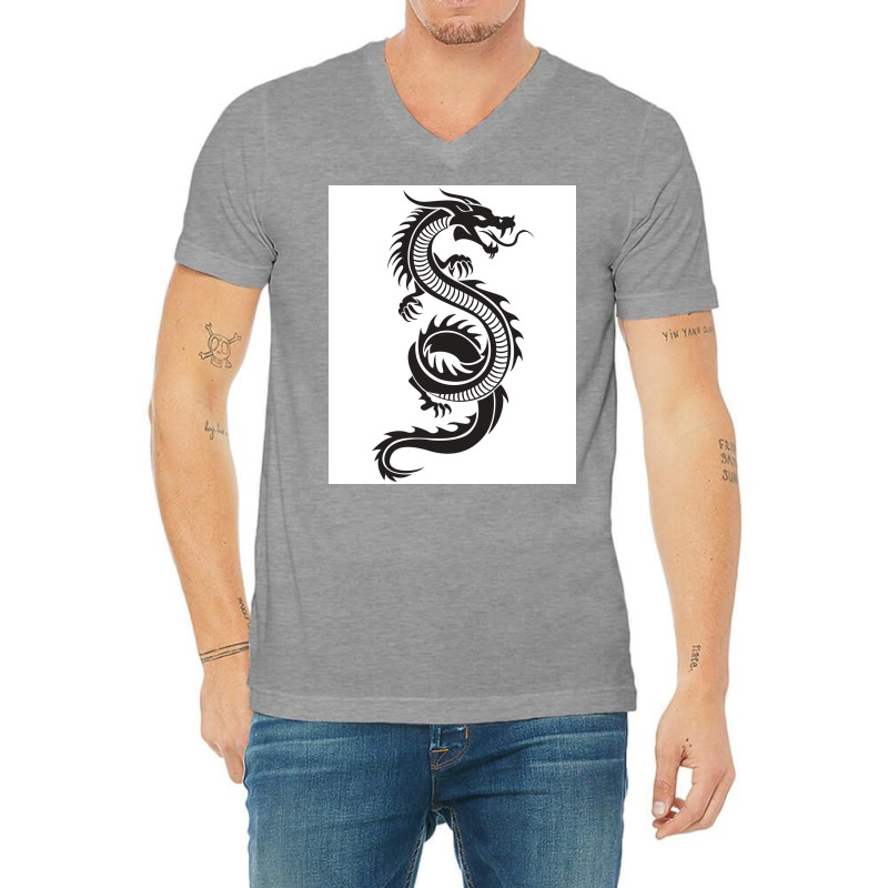 Chinese Dragon Black And White Poster Love V-neck Tee | Artistshot