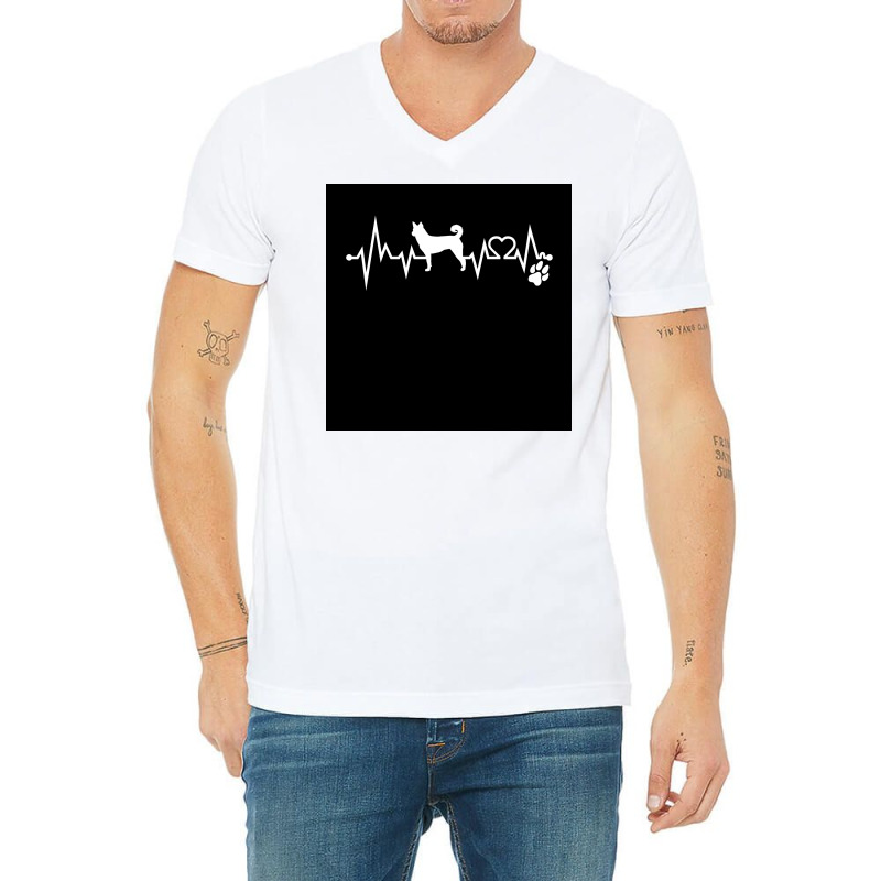 Canaan Dog Dog Heartbeat Ekg I Love My Canaan Dog Dog Lovers Nurse Dog V-neck Tee | Artistshot