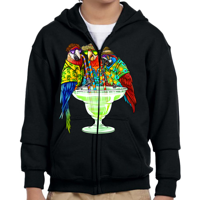 Parrots Drinking Margarita Hawaiian  Vacation Birds Youth Zipper Hoodie by thuhuong | Artistshot