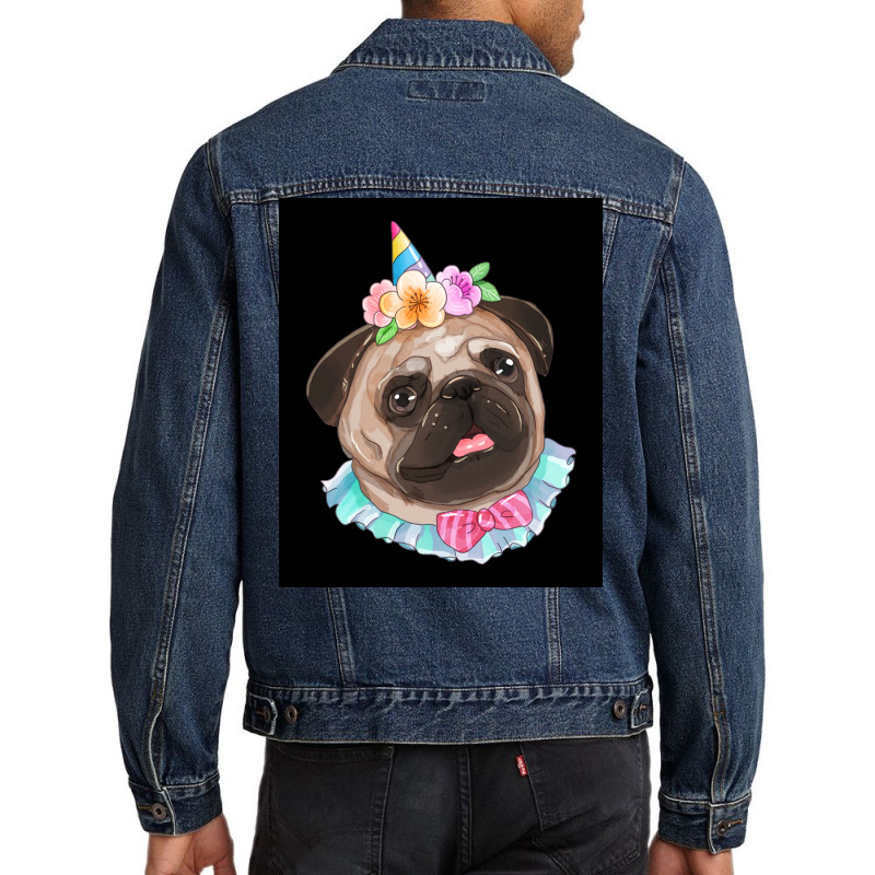 Cute Pug Dog Poster Aesthetic Men Denim Jacket | Artistshot