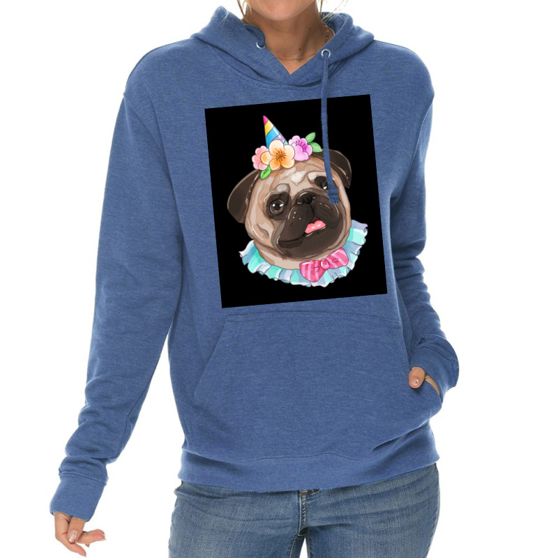 Cute Pug Dog Poster Aesthetic Lightweight Hoodie | Artistshot