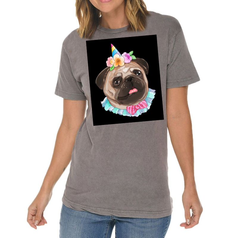 Cute Pug Dog Poster Aesthetic Vintage T-shirt | Artistshot