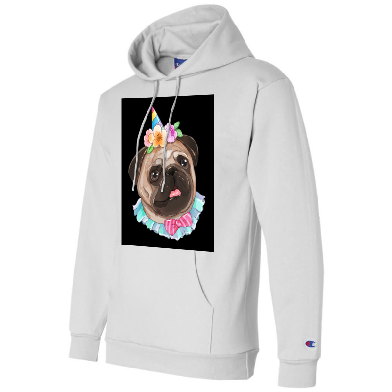 Cute Pug Dog Poster Aesthetic Champion Hoodie | Artistshot