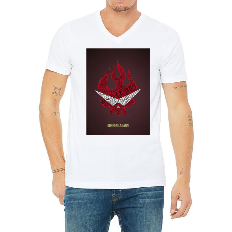 Gurren Lagann Typography Poster Gift V-neck Tee | Artistshot