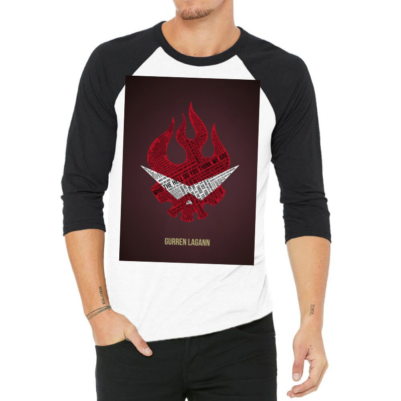 Gurren Lagann Typography Poster Gift 3/4 Sleeve Shirt | Artistshot