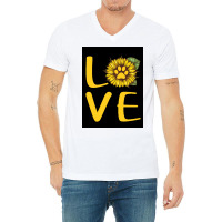 Dog Love Sunflower Poster Love V-neck Tee | Artistshot