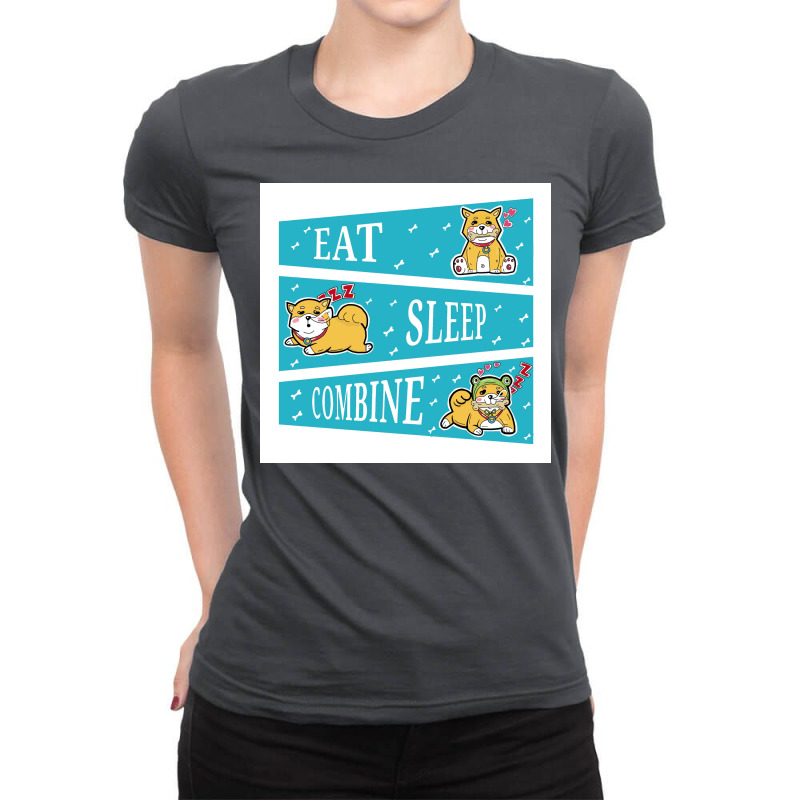 Eat Sleep Combine Dog Poster Yellow Ladies Fitted T-Shirt by eizanakomor | Artistshot