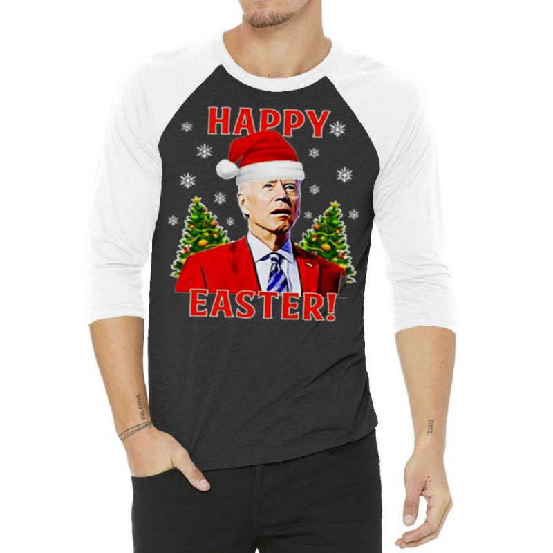 Funny Joe Biden Confused Happy Easter   Aesthetic 3/4 Sleeve Shirt | Artistshot