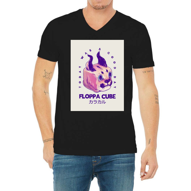 Floppa Cube Today Was A Good Day Flop Flop Happy Floppa Friday Racist V-neck Tee | Artistshot