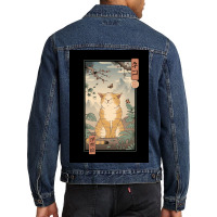 Edo Cat Poster Aesthetic Men Denim Jacket | Artistshot