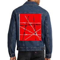 Barbed Wire Red Graphic Poster Yellow Men Denim Jacket | Artistshot