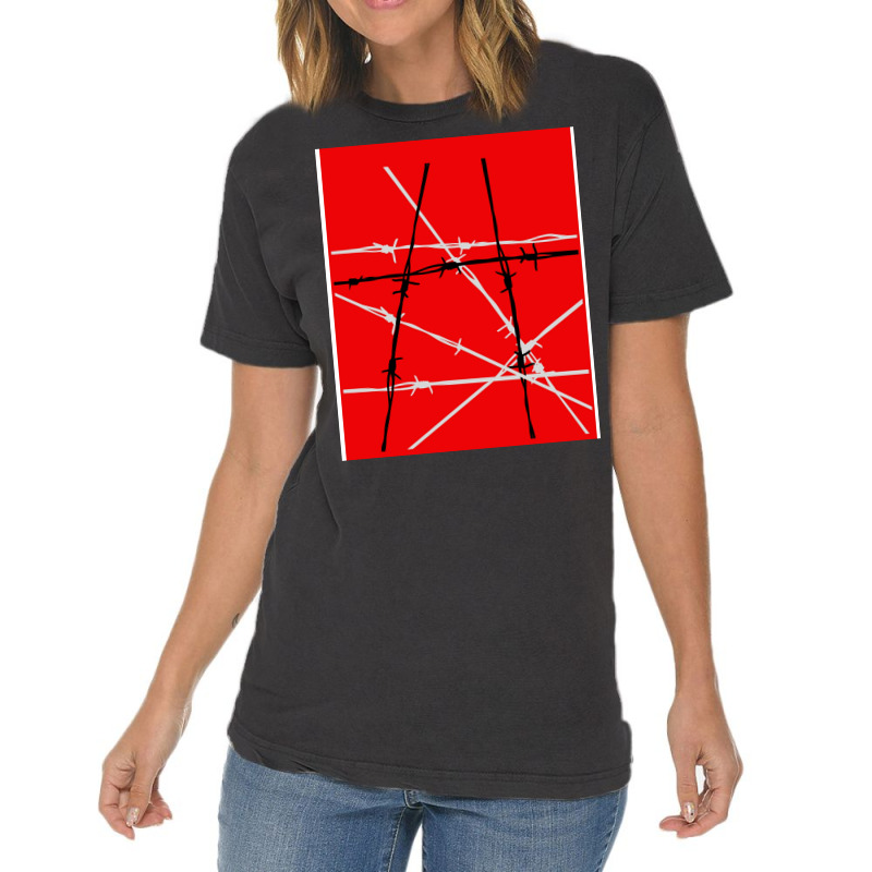 Barbed Wire Red Graphic Poster Yellow Vintage T-shirt | Artistshot