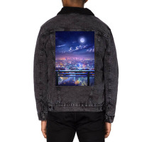 Lofi City Poster Aesthetic Unisex Sherpa-lined Denim Jacket | Artistshot