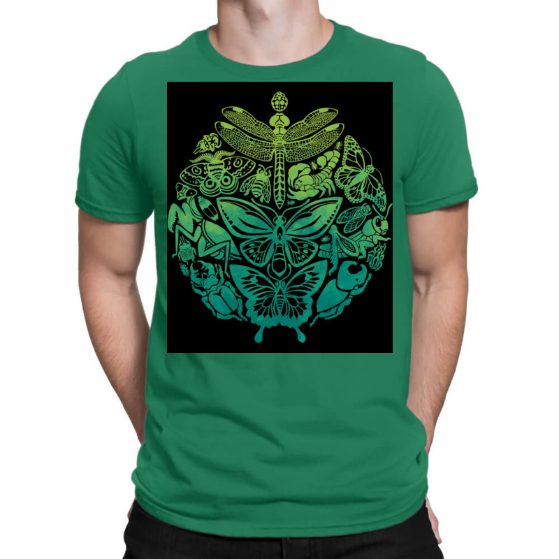 Bugs And Butterflies Green Poster Cute T-shirt | Artistshot