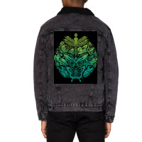 Bugs And Butterflies Green Poster Cute Unisex Sherpa-lined Denim Jacket | Artistshot