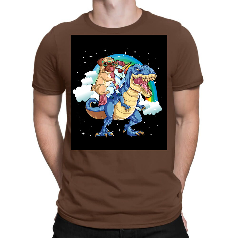 Pug Unicorn Dinosaur T Rex Rainbow Gifts Poster Nostalgia T-shirt | Artistshot