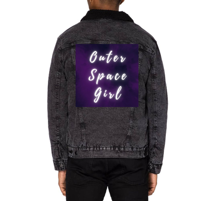 Outer Space Girl Purple V3 Poster 80s Unisex Sherpa-lined Denim Jacket | Artistshot