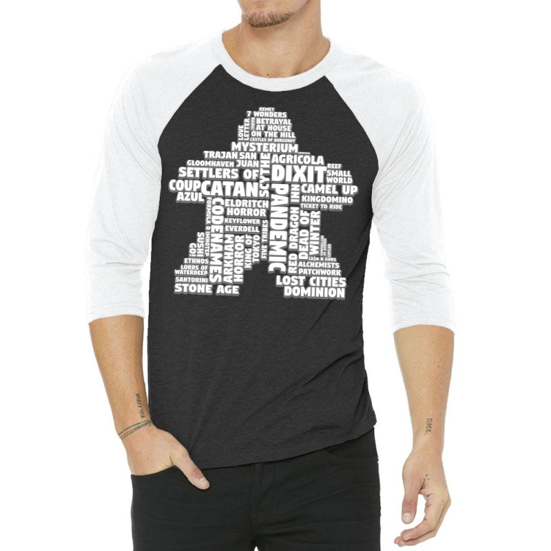 Meeple Word Cloud Active Tshirt Cute 3/4 Sleeve Shirt | Artistshot