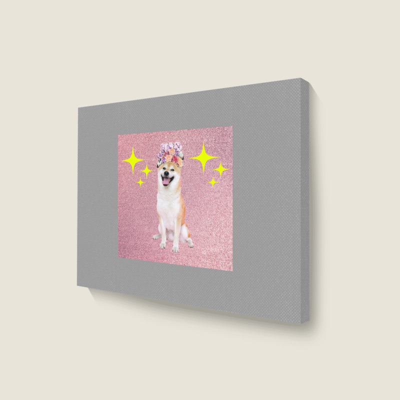 Cute Twinkling Akita Cute Poster Gift Landscape Canvas Print | Artistshot