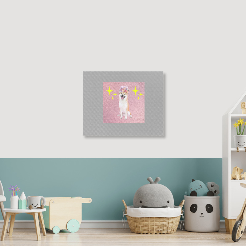 Cute Twinkling Akita Cute Poster Gift Landscape Canvas Print | Artistshot