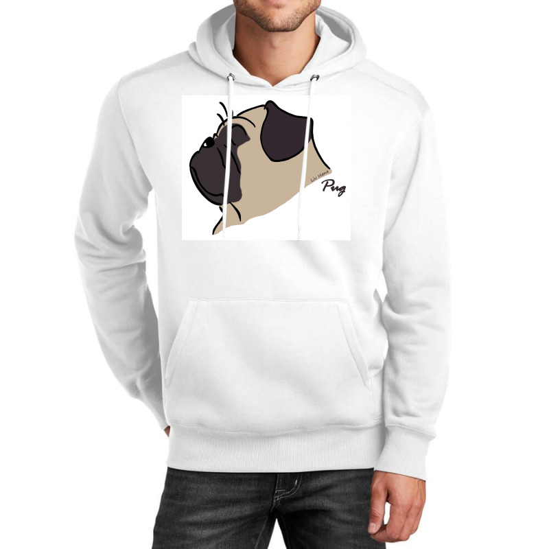 Pug Silhouette Poster Yellow Unisex Hoodie | Artistshot