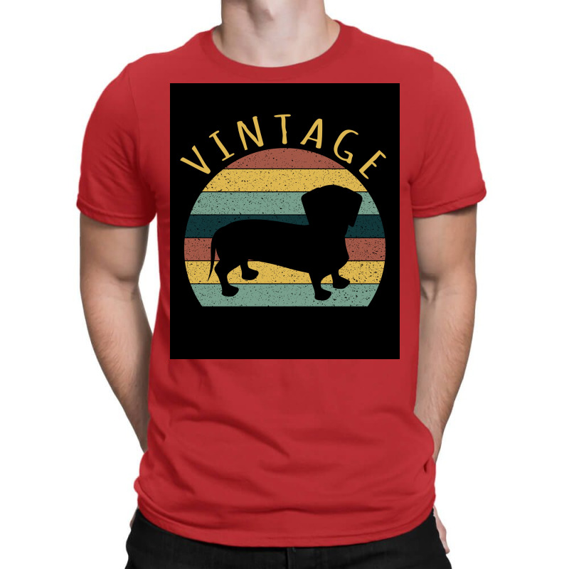 Silhouette Of A Dog Design Retro Colors Pet Lover Poster Hipster T-shirt | Artistshot