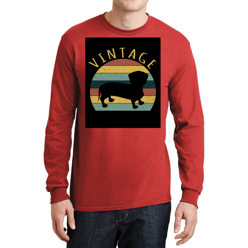 Silhouette Of A Dog Design Retro Colors Pet Lover Poster Hipster Long Sleeve Shirts | Artistshot