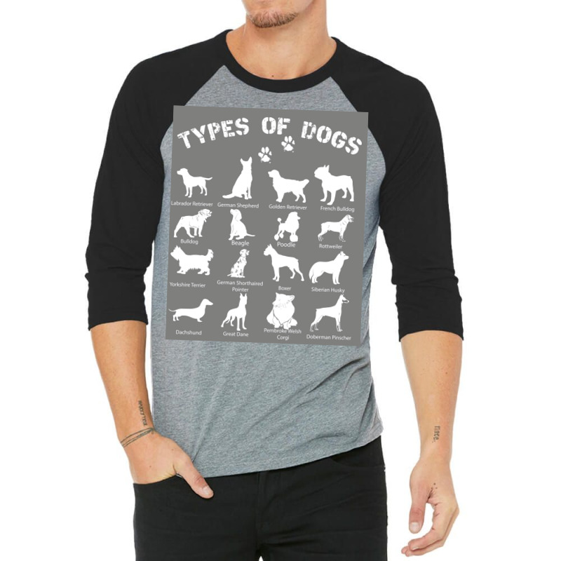 Types Of Dogs Biology Black Tshirt Poster Yellow 3/4 Sleeve Shirt by khenethiesj | Artistshot