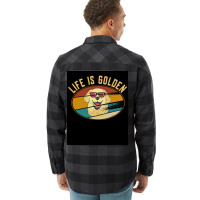 Retro Golden Retriever Life Is Golden Poster Flannel Shirt | Artistshot