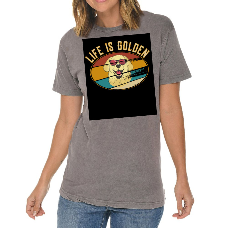 Retro Golden Retriever Life Is Golden Poster Vintage T-shirt | Artistshot