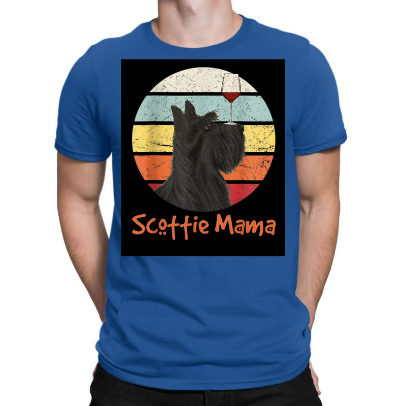 Scottie Mama Vintage Scottish Terrier Dog Mom Wine Lover Poster Nostal T-shirt | Artistshot