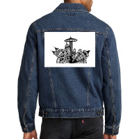 Space City Poster Humor Men Denim Jacket | Artistshot