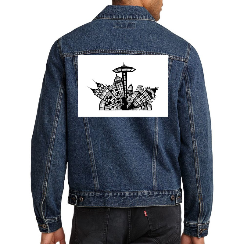 Space City Poster Humor Men Denim Jacket | Artistshot