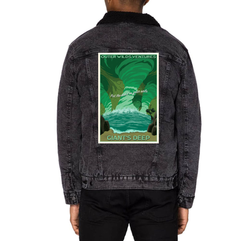 Outer Wilds Giantx27s Deep Travel Poster Poster Unisex Sherpa-Lined Denim Jacket by bebbahctinb | Artistshot