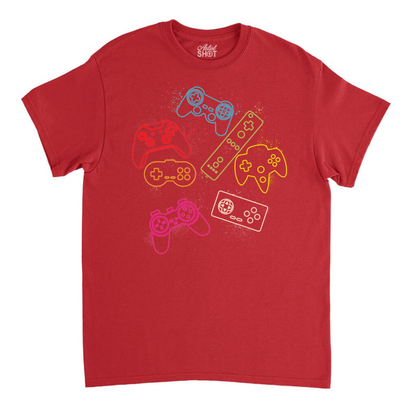 Retro Game Controller Collage Video Gamer Design Classic Tshirt Quote Classic T-shirt | Artistshot