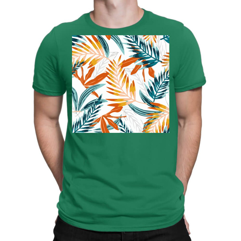 Trend Seamless Pattern Bright Tropical Leaves Plants  Nature T-shirt | Artistshot