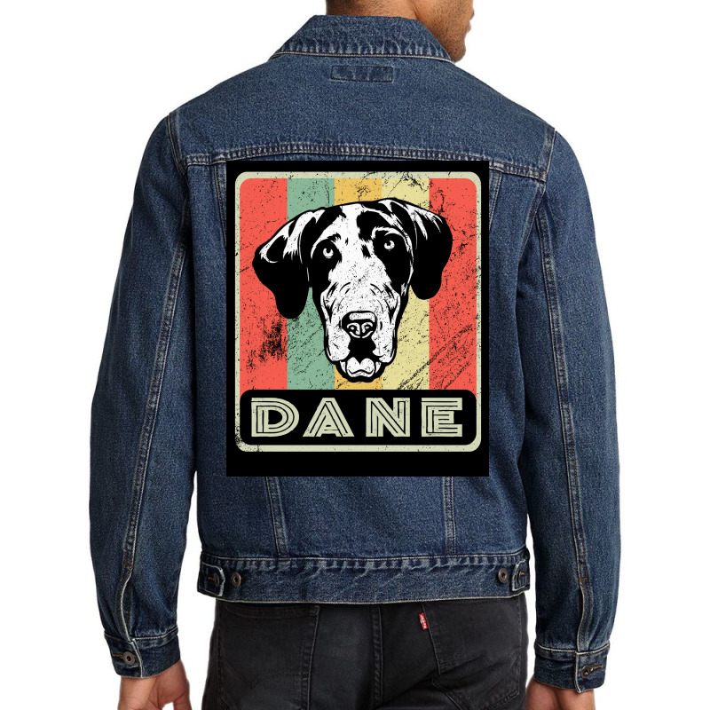 Vintage Dane Dog Gift For Dog Lover Poster Blue Men Denim Jacket | Artistshot