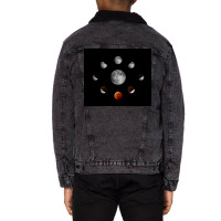 Spectacular Eclipse Stages Poster Travel Unisex Sherpa-lined Denim Jacket | Artistshot