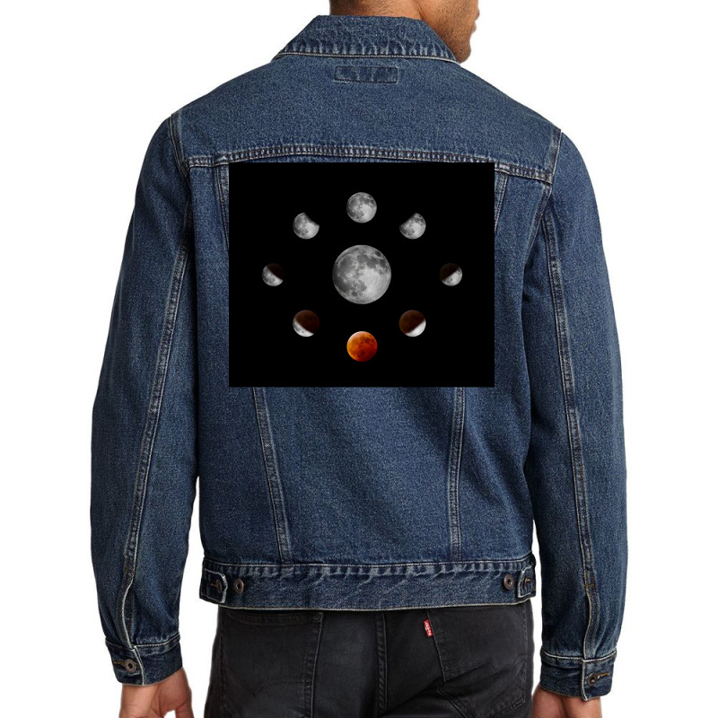 Spectacular Eclipse Stages Poster Travel Men Denim Jacket | Artistshot