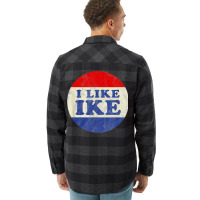 I Like Ike Political Button Vintage Distressed   Green Flannel Shirt | Artistshot