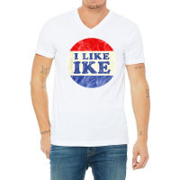 I Like Ike Political Button Vintage Distressed   Green V-neck Tee | Artistshot