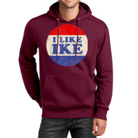 I Like Ike Political Button Vintage Distressed   Green Unisex Hoodie | Artistshot