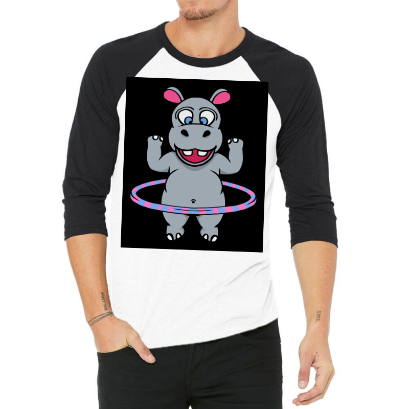 Hula Hoop Dance Hippopotamus Poster Gift 3/4 Sleeve Shirt | Artistshot